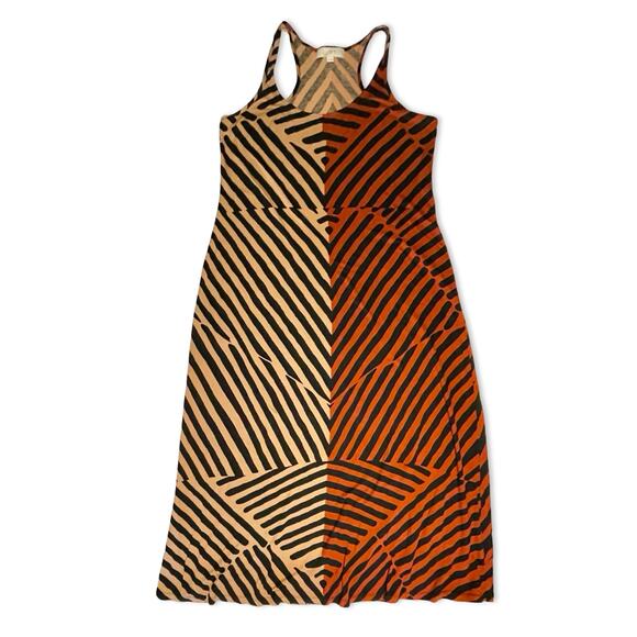 Ann Taylor Loft Maxi Dress M Rust Tan Racerback Jersey Summer Style - Picture 4 of 11